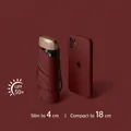 Compact maroon capsule umbrella for sun and rain, 18cm long with UPF 50 protection. - 5-Fold Flat Umbrella / Burgundy