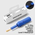 Blue automatic folding umbrella with 72 ribs and UPF50+ protection for sun and rain - 12K 72-Rib Automatic / Light Blue