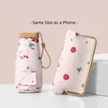 Ultra-compact mini flat sun umbrella with cherry print and matching storage pouch - Willow Cherry Red Style (With Storage Bag)
