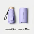 Compact purple mini 5-fold sun umbrella with UPF 50+ UV protection and matching pouch - Phone Pouch Design / 5-Fold 6-Ribs / Light Purple