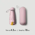 Compact pink 5-fold capsule sun umbrella with UPF50+ protection and matching storage case - Capsule 5-Fold Umbrella / Light Pink