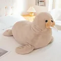 Realistic large walrus plush toy featuring soft brown fur and lifelike tusks detail - Khaki / 25cm