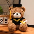 Süßer brauner Abschluss-Teddybär Plüschtier mit schwarzer Robe und gelber Quaste Hut - 16cm / Brauner Bär Mit Gelber Quaste