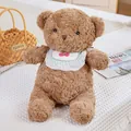 Orsetto di peluche marrone con pelliccia riccia e bavaglino ricamato a ciliegia SKU - 40CM / Teddy Bear