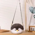 Schattige pluche pinguïn cartoon crossbodytas met grijze riem voor meisjes - Pinguïn Schoudertas / 25cm / Zwart
