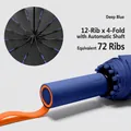 Deep blue automatic umbrella with sturdy 72-rib equivalent structure for sun and rain - 72 Ribs Color Block - Oversized - Deep Blue