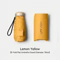 Compact lemon yellow 5-fold flat sun umbrella with UPF 50+ storage pouch, 18cm folded size - Flat 5-Fold / Mini 6 Ribs / Lemon Yellow
