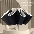 Sycamore Beige 10-rib automatic folding umbrella with black outer canopy for sun and rain - Luminous Inverted Oversized - Sycamore Beige / 10 Ribs