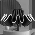 Automatic black folding umbrella with 10-rib windproof frame and reflective edge - Luminous Inverted Oversized - Classic Black / 10 Ribs