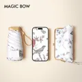 Compact folding parasol with floral bird print and matching hardshell storage case. - 14cm Ancient Flower & Bird With Pouch