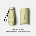 Ultra-compact Matcha green 5-fold flat sun umbrella with UPF 50 plus protective storage bag - Flat 5-Fold / Mini 6 Ribs / Matcha Green