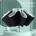 Premium automatic 10-rib foldable umbrella in elegant Morning Mist Green color - Luminous Inverted Oversized Series / 10 Ribs / Mint Green