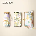UPF50+ floral sun umbrella with matching storage clutch pouch and gold-tone finish - 14cm Hundred Flowers With Pouch