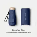 Portable deep blue 5-fold flat umbrella with UV protection UPF 50+ and 18cm size - Flat 5-Fold / Mini 6 Ribs / Navy Blue