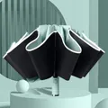 10-rib automatic folding umbrella in morning mist green and black - Luminous Reverse Series (Large 10-Rib) / Mint Green