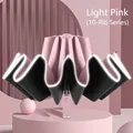Light pink automatic folding umbrella with 10 ribs and UV protection coating - Luminous Reverse Series (Large 10-Rib) / Light Pink