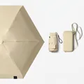Compact and portable milk tea yellow folding sun and rain umbrella with matching carry case - Pocket Case / Smaller 6 Ribs / Milk Tea Yellow