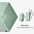 Mint green mini flat folding sun umbrella for women with matching carrying case 15cm - Pocket Case / Smaller 6 Ribs / Mint Green