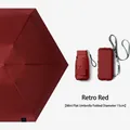 Ultra-compact antique red mini flat folding umbrella with matching protective case - Pocket Case / Smaller 6 Ribs / Retro Red