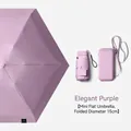 Elegant purple mini flat folding umbrella with a matching compact protective carrying case - Pocket Case / Smaller 6 Ribs / Elegant Purple