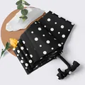 Élégant parasol noir de style français à pois blancs avec poignée ornée d'un nœud - Pois Noirs