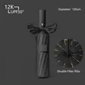 Premium black automatic folding umbrella with 12 reinforced ribs and UPF50+ sun protection. - Little Mystery Series / 24 Ribs / Black