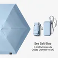 Compact mini flat folding umbrella in sea salt blue, ultra-portable 15cm diameter size - Pocket Case / Smaller 6 Ribs / Sea Salt Blue