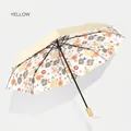Compact floral folding sun and rain umbrella in tamago yellow finish for daily use - Color Coating Style / Pastoral Floral (Tamago Yellow)