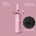 Premium automatic pink sun umbrella with 12 reinforced ribs and UPF50+ protection - Little Mystery Series / 24 Ribs / Light Pink