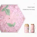 Mini 14cm pocket sun umbrella with pink floral Flower Capital pattern for women - 6-Fold Color Glue Illustration Umbrella / 14cm (Folded Diameter) / Pink Flower City