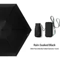 Mini portable black folding sun and rain umbrella with a 15cm compact storage diameter - Pocket Case / Smaller 6 Ribs / Rain Black