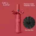Automatic red folding umbrella with bow-knot decoration and UPF50+ protection - Little Mystery Series / 24 Ribs / Burgundy