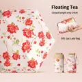 Compact floral sun and rain umbrella with elegant matching storage pouch, 14cm folded - 14cm Folded Length / Floating Life Black Tea (With Pouch)