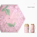 Portable mini pink floral sun umbrella with UV protection, compact 14cm closed length - Pink Rose Floral (Flower Capital)