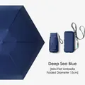 Compact deep sea blue folding sun umbrella with matching storage case and strap - Pocket Case / Smaller 6 Ribs / Deep Sea Blue