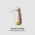 Beige compact capsule sun umbrella with UPF50+ UV protection and 18cm portable size - Without Case / 6 Ribs / Sycamore Beige