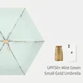 Compact UPF50+ folding umbrella in mint green and gold for sun and rain protection - 6-Fold Mini Gold Umbrella / 14cm (Folded Diameter) / Mint Green