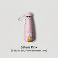 Compact cherry blossom pink mini capsule sun umbrella with UPF 50+ UV protection - Without Case / 6 Ribs / Light Pink