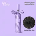 Automatic folding umbrella in purple with bow design and UPF50+ sun protection. - Little Mystery Series / 24 Ribs / Purple
