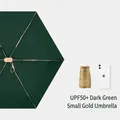 Portable UPF 50+ dark green 5-fold pocket umbrella for UV protection - 6-Fold Mini Gold Umbrella / 14cm (Folded Diameter) / Dark Green