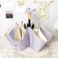 Sombrilla plegable compacta en color púrpura y blanco con elegante mango de lazo - Púrpura Blanco
