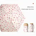 Portable mini UV sun umbrella with cherry pattern and 14cm folded length - 14cm Folded Length / Willow Cherry Red (Standard)
