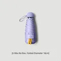Purple portable capsule sun umbrella with UPF50+ protection and 18cm diameter - Without Case / 6 Ribs / Light Purple