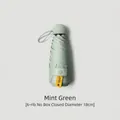 Compact mint green ultra-light folding capsule umbrella with UPF 50+ UV protection - Without Case / 6 Ribs / Mint Green