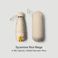 Compact mini beige capsule umbrella with UPF50+ sun protection and matching hard case - With Capsule Case / 6 Ribs / Sycamore Beige