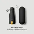 Obsidian black compact capsule umbrella with matching hard-shell storage case - With Capsule Case / 6 Ribs / Black