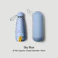 Compact sky blue capsule sun umbrella with UPF50+ UV protection and matching hard case - With Capsule Case / 6 Ribs / Sky Blue