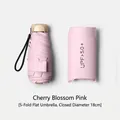 Compact cherry blossom pink flat umbrella with UPF 50+ case, 18cm folded length. - 18CM Flat 5-Fold Umbrella / 18cm Folded Length / Light Pink