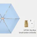 Compact sky blue folding sun umbrella with UPF50+ protection and mini gold variant - Light Blue (Mini Gold Series)