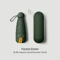 Forest green ultra-light 6-rib capsule sun umbrella with matching hard shell storage case - With Capsule Case / 6 Ribs / Dark Green